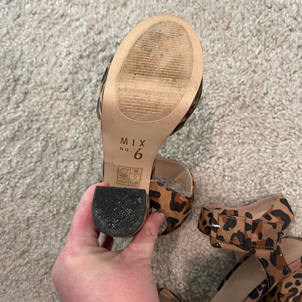 Leopard Print Platform Block Heel Sandals - Brown - Picture 3 of 8